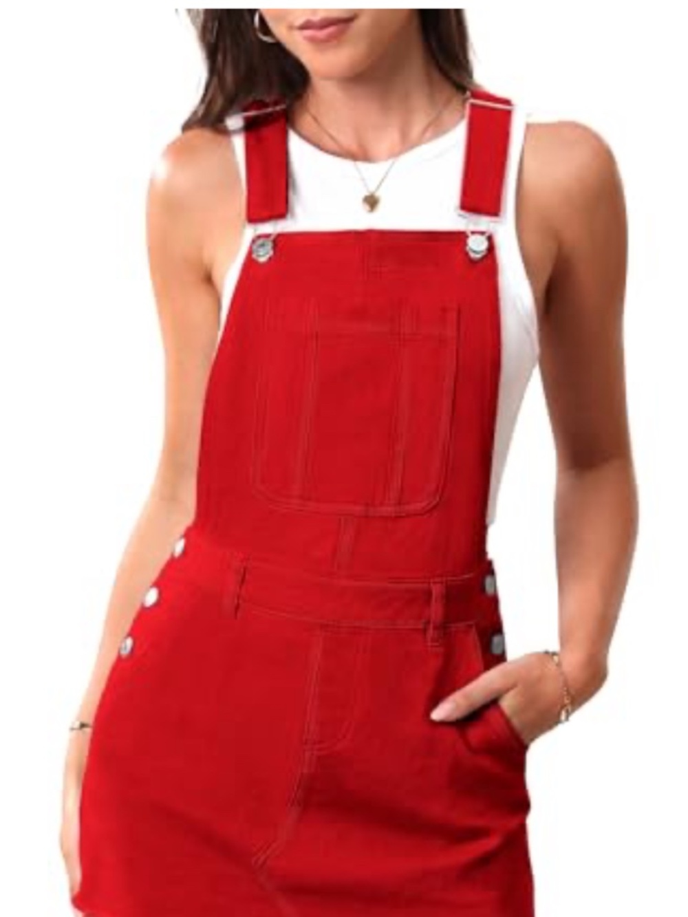 FOREVER 21 Corduroy Jumper Overalls Mini Dress Red velvet Size Medium